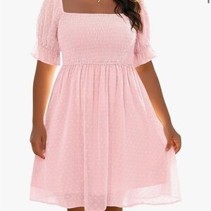 Elegant Pink Smocked Dress